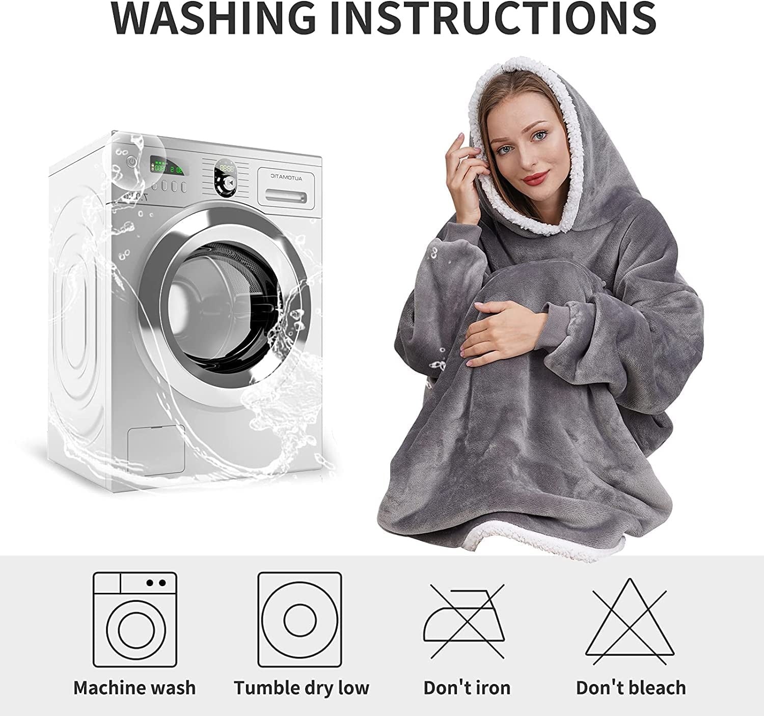 Longer Fleece Huggle Hoodie (Grey)