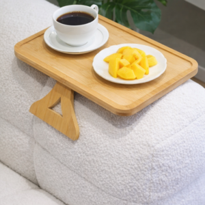 Natural Bamboo Foldable Rectangular Serving Tray Table (24x33cm)